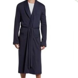 HANRO Navy Long Robe Sz Large